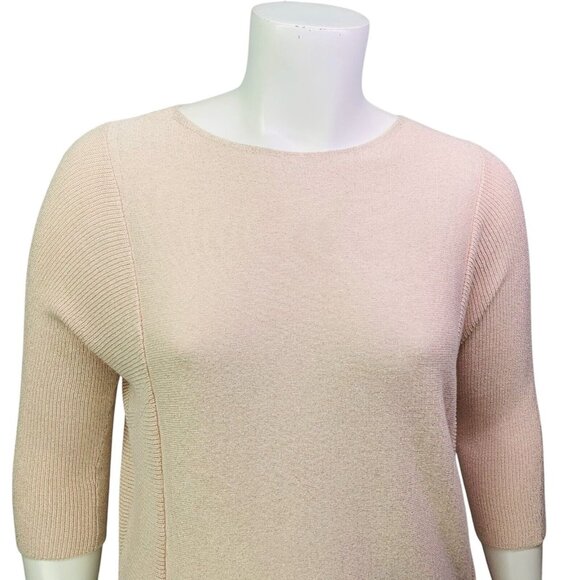 Chicos Easywear Sweater Soft Pink Shimmer Knit 3/4 Sleeve Pullover Size 2 | L - Picture 4 of 11